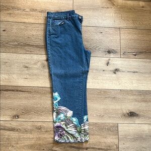 Soft Surroundings Cropped Jeans with Floral Design